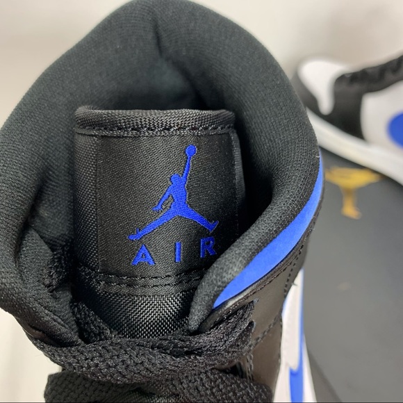 Air Jordan 1 Mid White Black Royal New - Picture 7 of 10